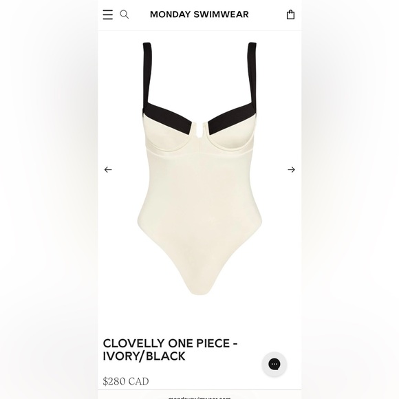 Monday Swimwear Other - New Monday Swimwear CLOVELLY ONE PIECE IN IVORY/ BLACK Size VV